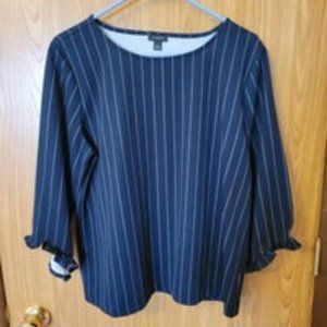 Ann Taylor Blue Pinstrip Top Size L